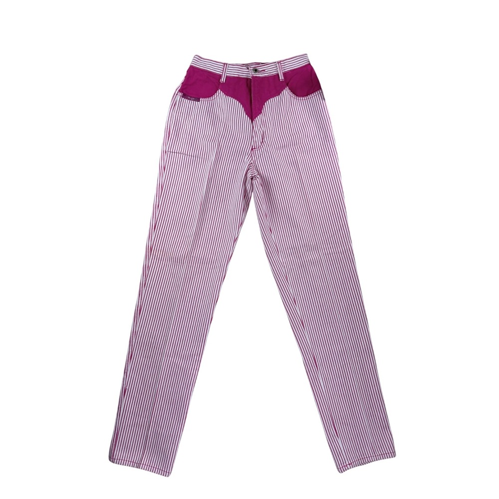 Blaze Jeans Western Pants Women 11/29 Pink White Striped High Rise Vintage Rodeo